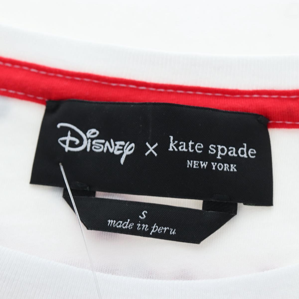 Kate Spade Disney Short-Sleeved T-Shirt Cotton White Pink Auth 192889M