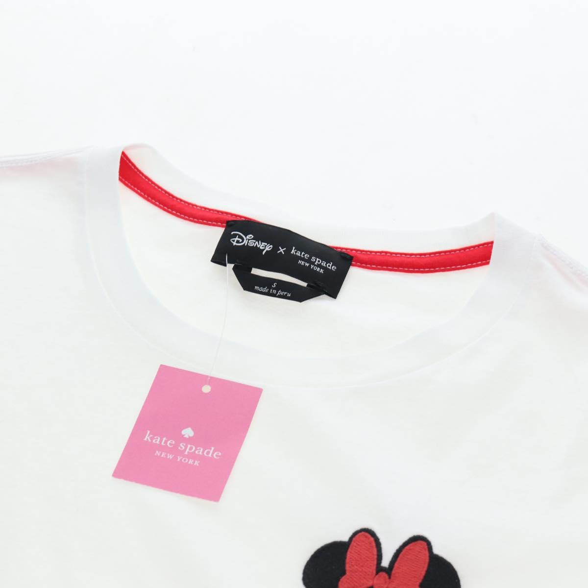 Kate Spade Disney Short-Sleeved T-Shirt Cotton White Pink Auth 192890M