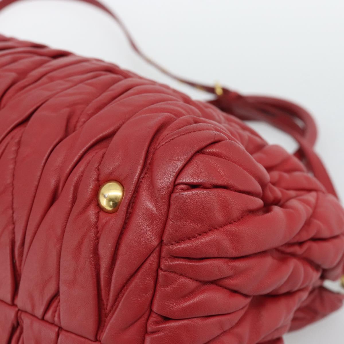Miu Miu Matelasse Hand Bag Leather 2way Red Gold Auth 192905V