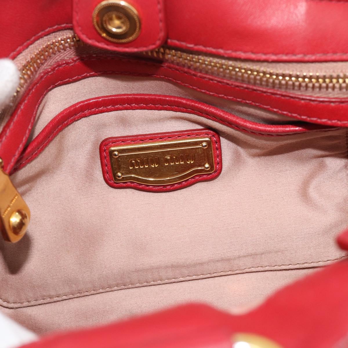 Miu Miu Matelasse Hand Bag Leather 2way Red Gold Auth 192905V