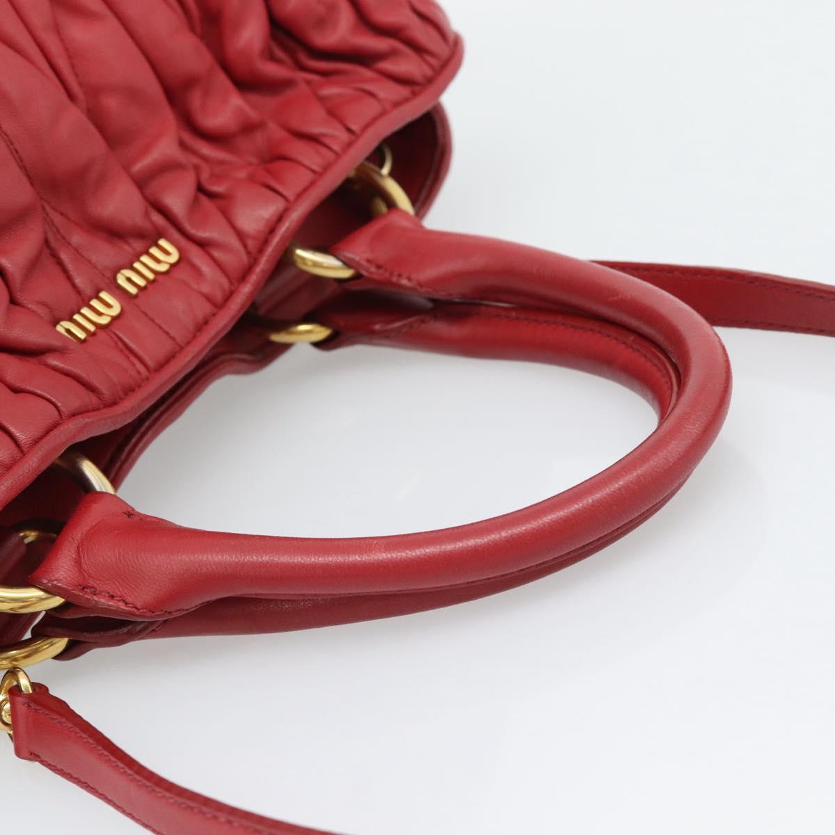 Miu Miu Matelasse Hand Bag Leather 2way Red Gold Auth 192905V