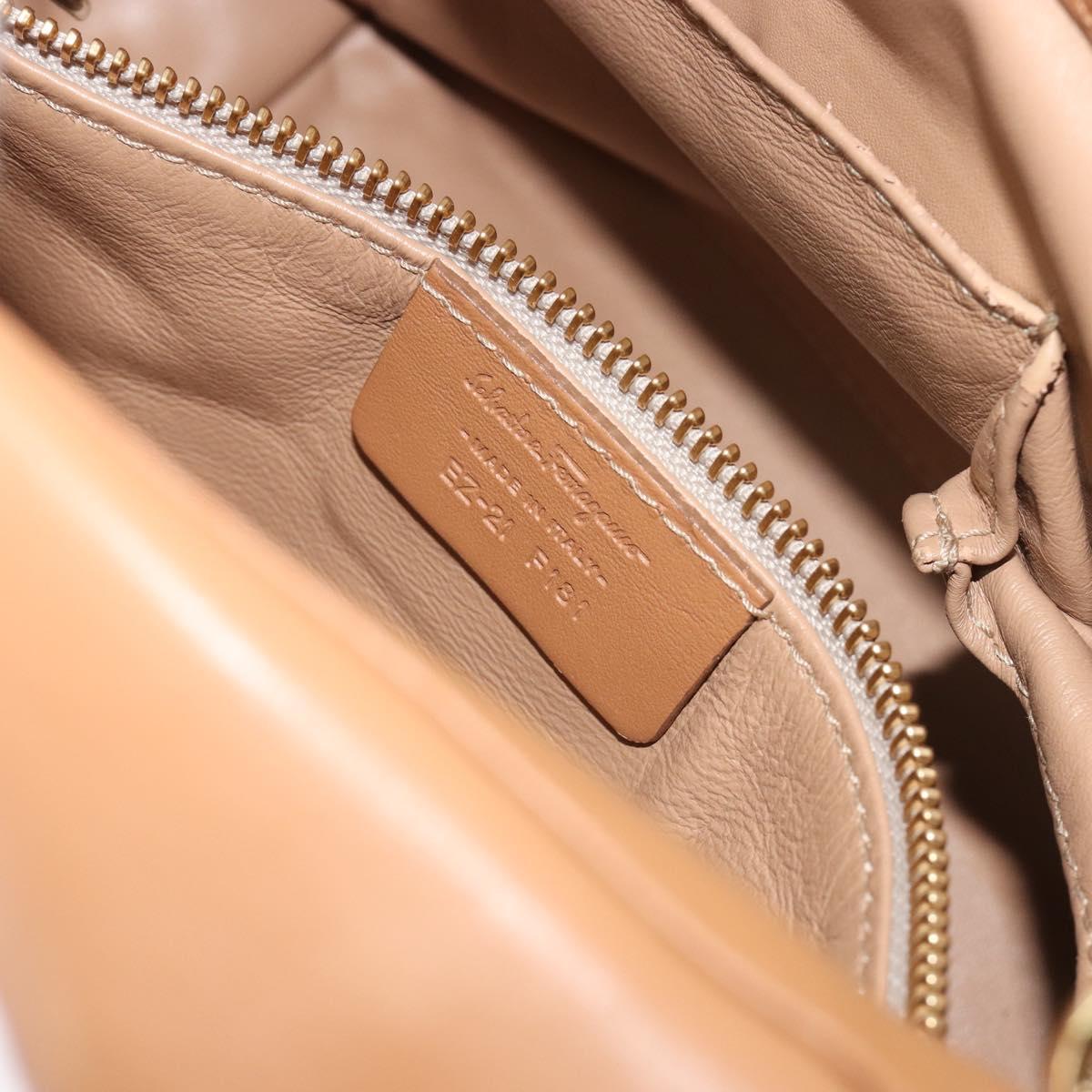 Salvatore Ferragamo Gancini Hand Bag Straw 2way Beige Gold Auth 192906V