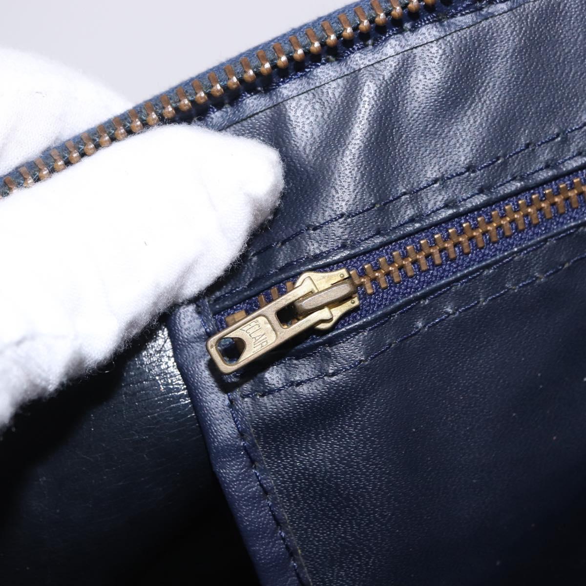 Christian Dior Trotter Canvas Hand Bag Navy Gold Tone Auth 192908