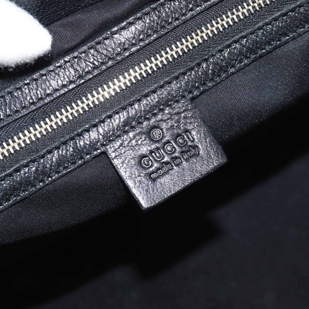 GUCCI Interlocking G Hand Bag Leather Black Gold Tone 131445 Auth 192909