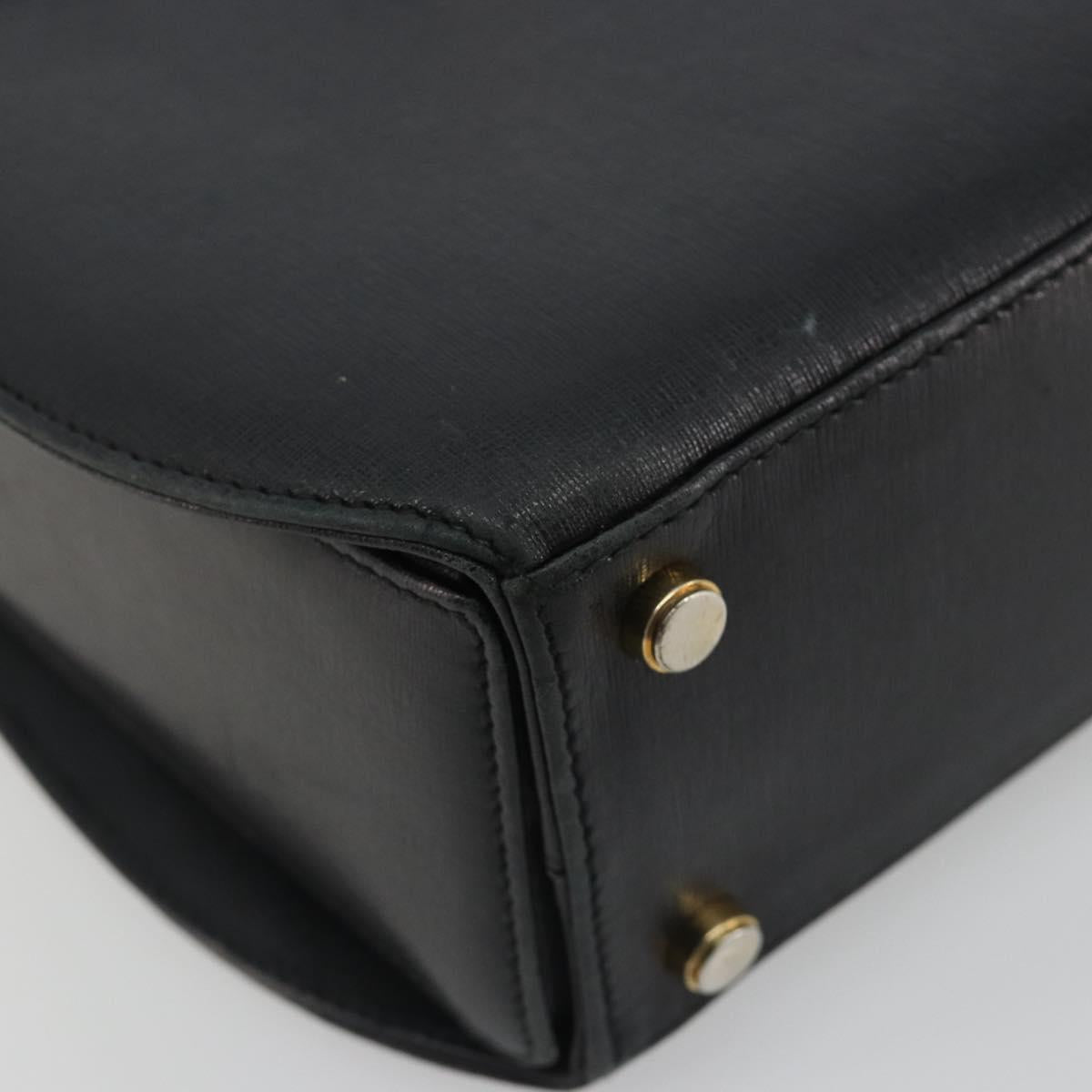 Salvatore Ferragamo Gancini Hand Bag Leather 2way Black Gold Tone Auth 192915