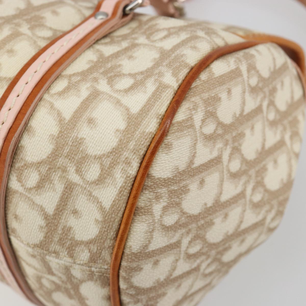 Christian Dior Trotter Canvas Romantic Chain Bag PVC Beige Silver Auth 192923SAM