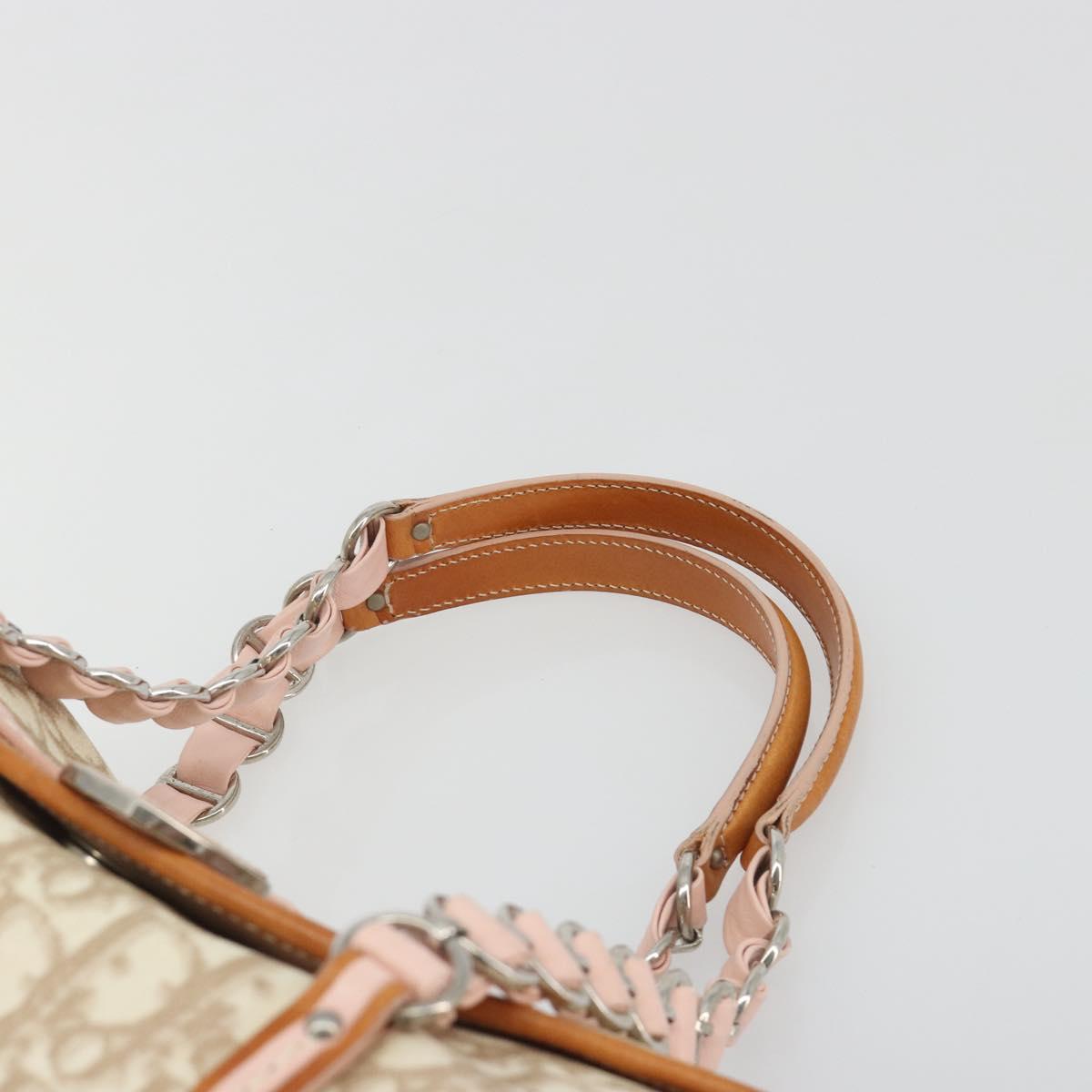 Christian Dior Trotter Canvas Romantic Chain Bag PVC Beige Silver Auth 192923SAM