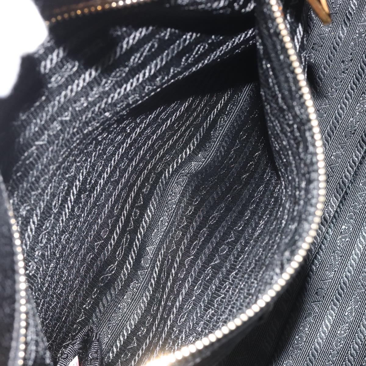 PRADA Hand Bag Leather 2way Black Gold Tone Auth 192927V