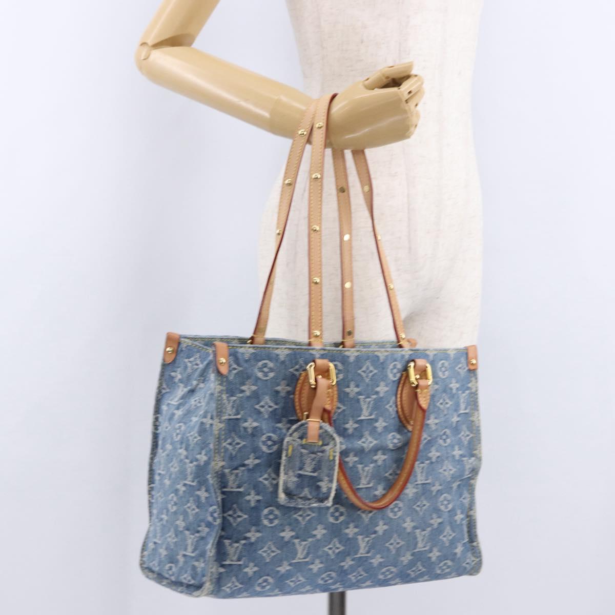 LOUIS VUITTON Monogram Denim On The Go MM Hand Bag Blue M46871 LV Auth 192928SAM