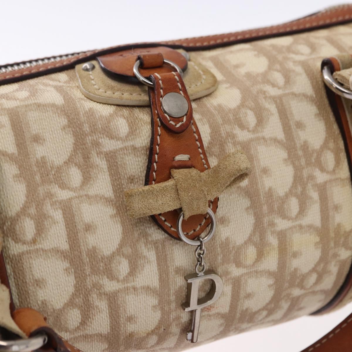 Christian Dior Trotter Romantic Chain Shoulder Bag PVC Beige Silver Auth 192931