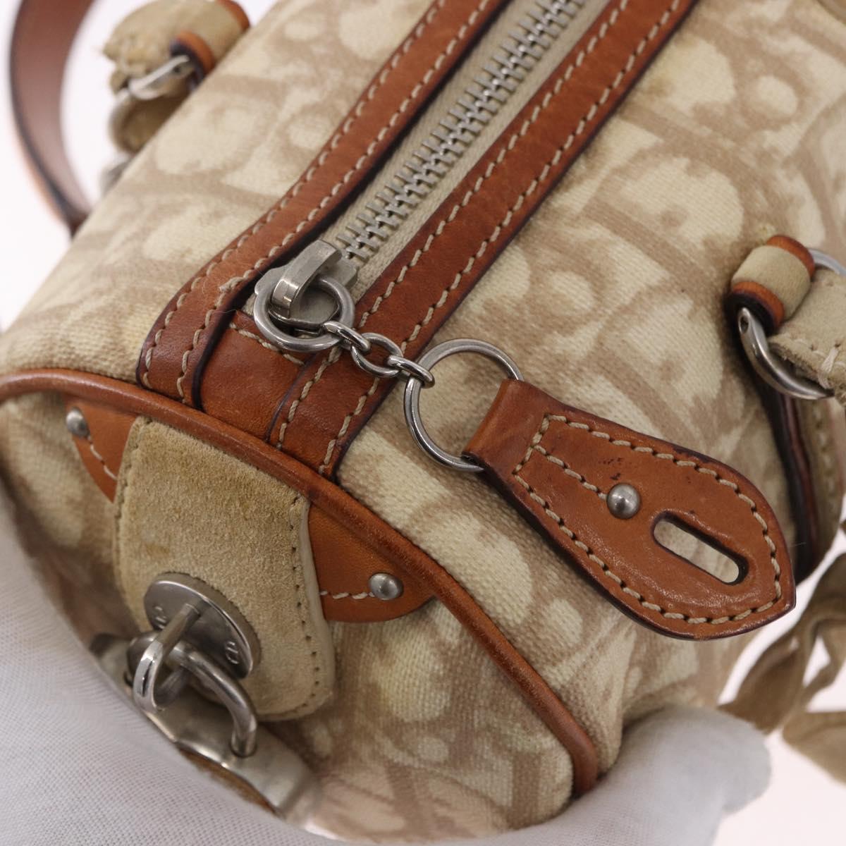 Christian Dior Trotter Romantic Chain Shoulder Bag PVC Beige Silver Auth 192931
