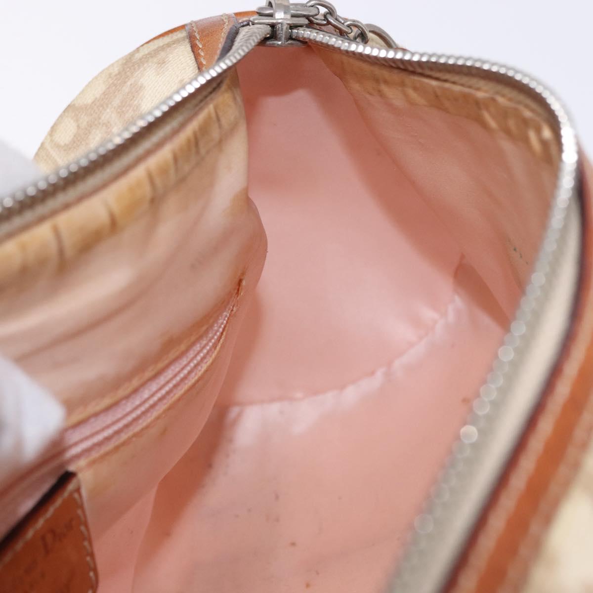 Christian Dior Trotter Romantic Chain Shoulder Bag PVC Beige Silver Auth 192931