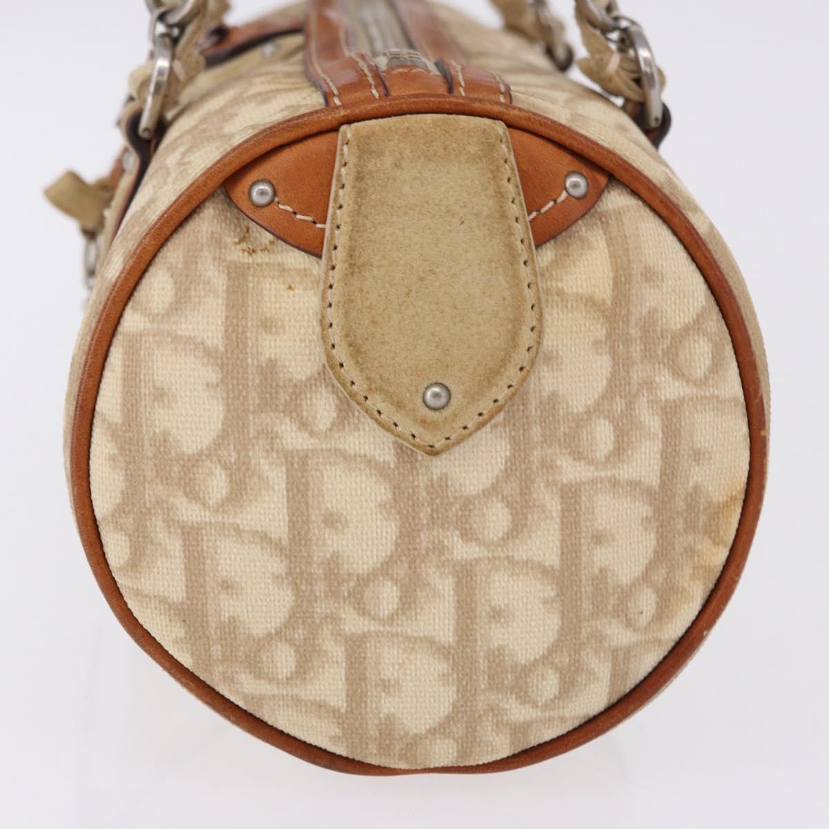 Christian Dior Trotter Romantic Chain Shoulder Bag PVC Beige Silver Auth 192931