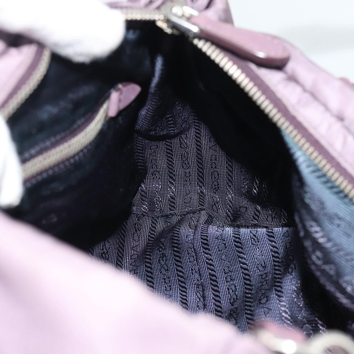 PRADA Hand Bag Nylon 2way Purple Silver Auth 192934A