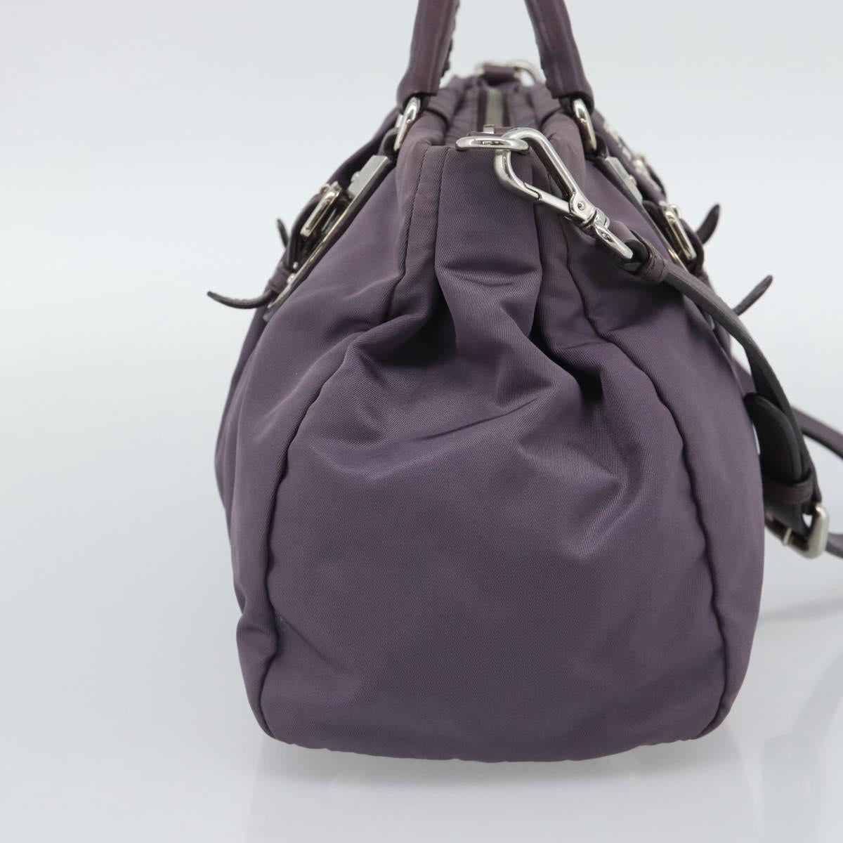 PRADA Hand Bag Nylon 2way Purple Silver Auth 192934A