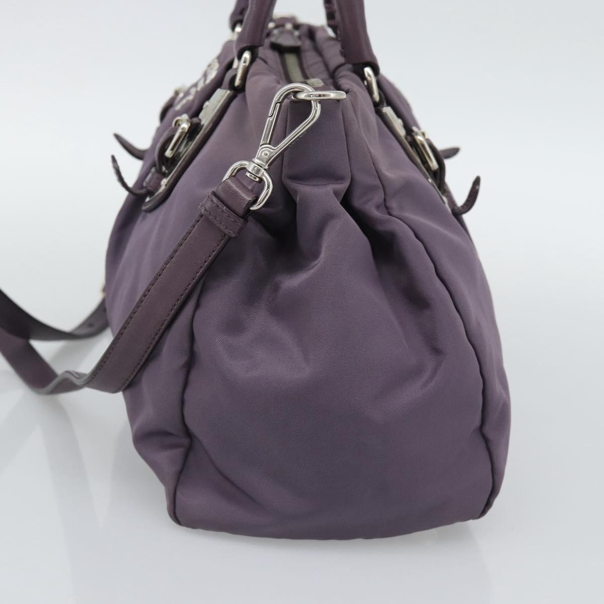 PRADA Hand Bag Nylon 2way Purple Silver Auth 192934A