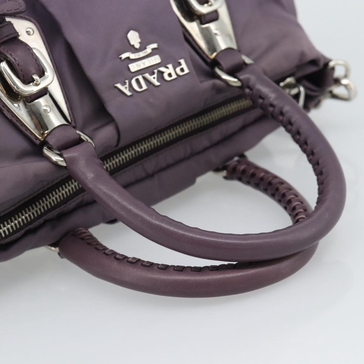 PRADA Hand Bag Nylon 2way Purple Silver Auth 192934A