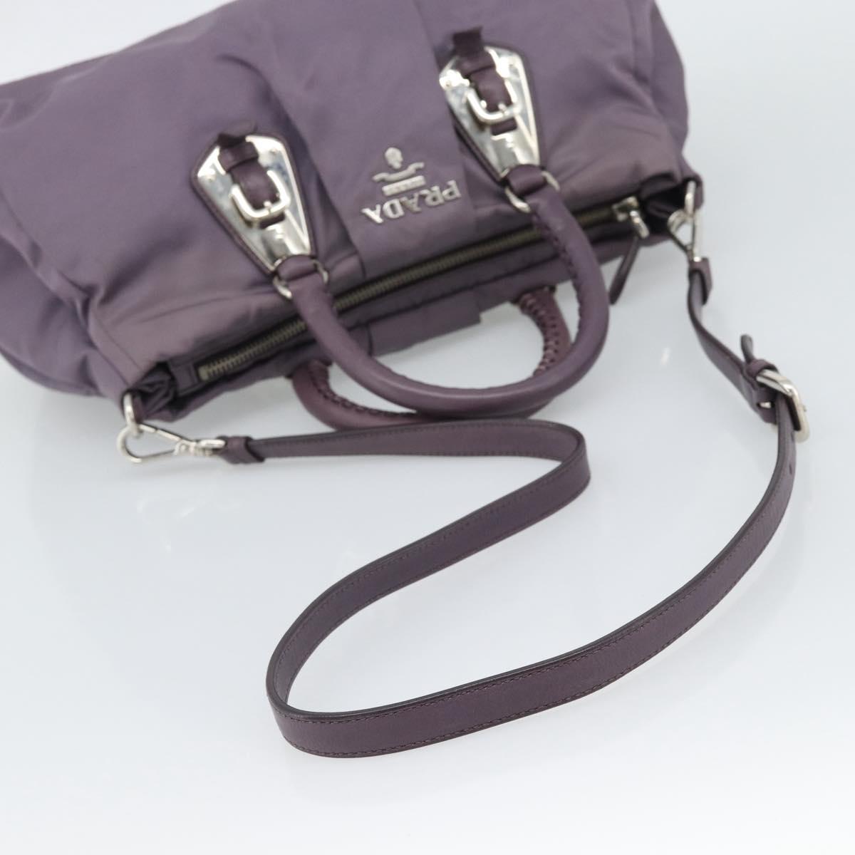 PRADA Hand Bag Nylon 2way Purple Silver Auth 192934A