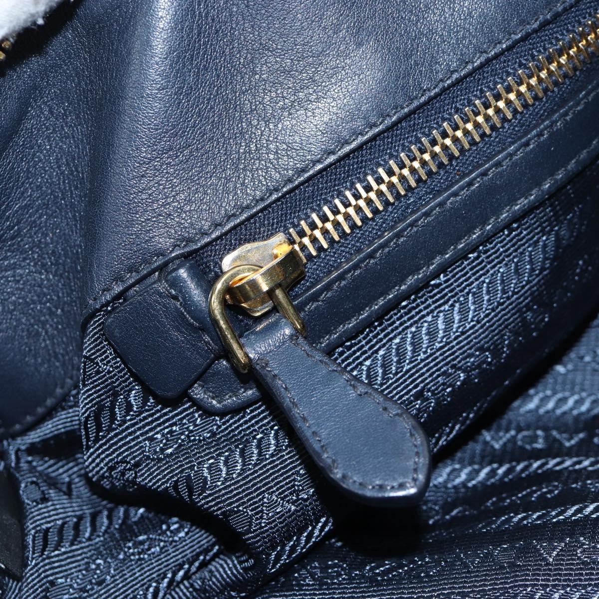 PRADA Hand Bag Nylon 2way Navy Gold Auth 192936V