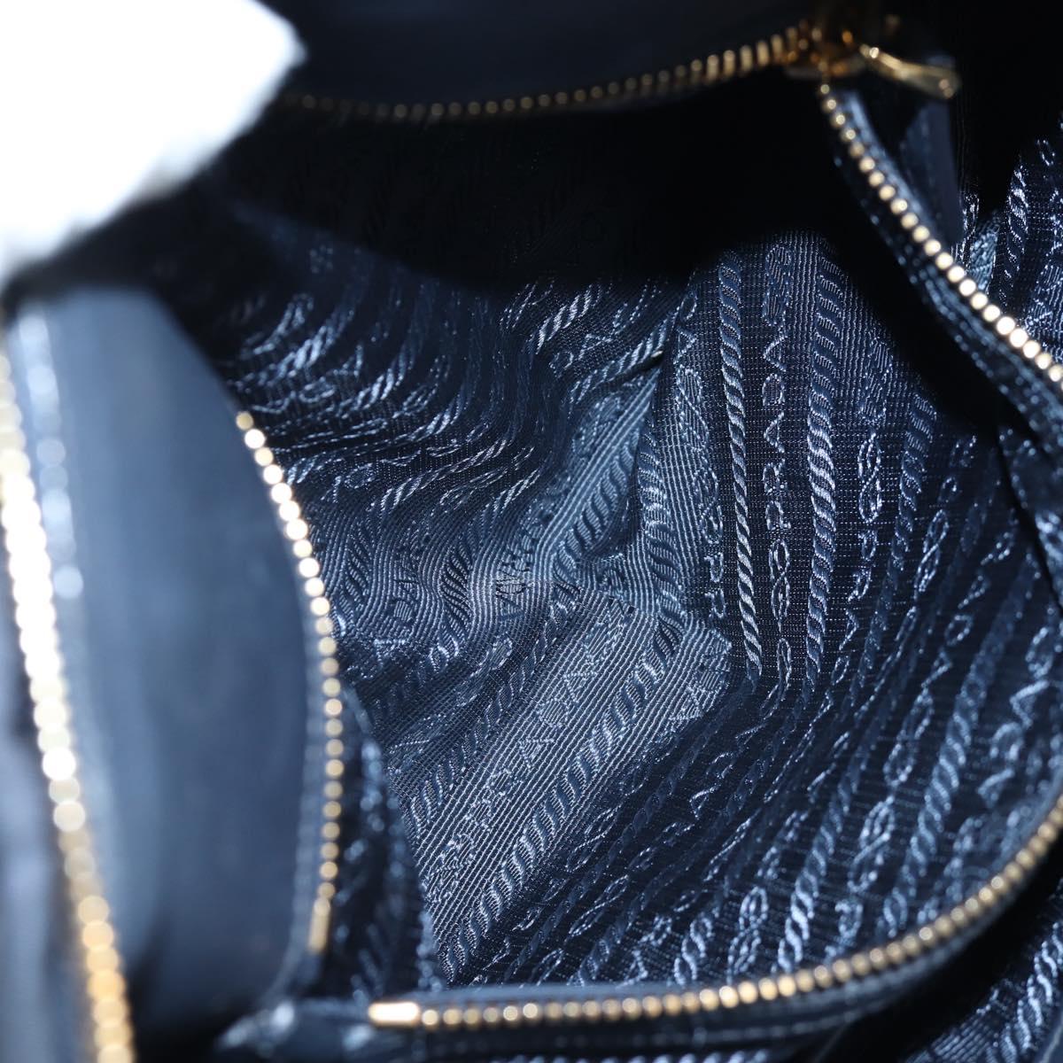 PRADA Hand Bag Nylon 2way Navy Gold Auth 192936V