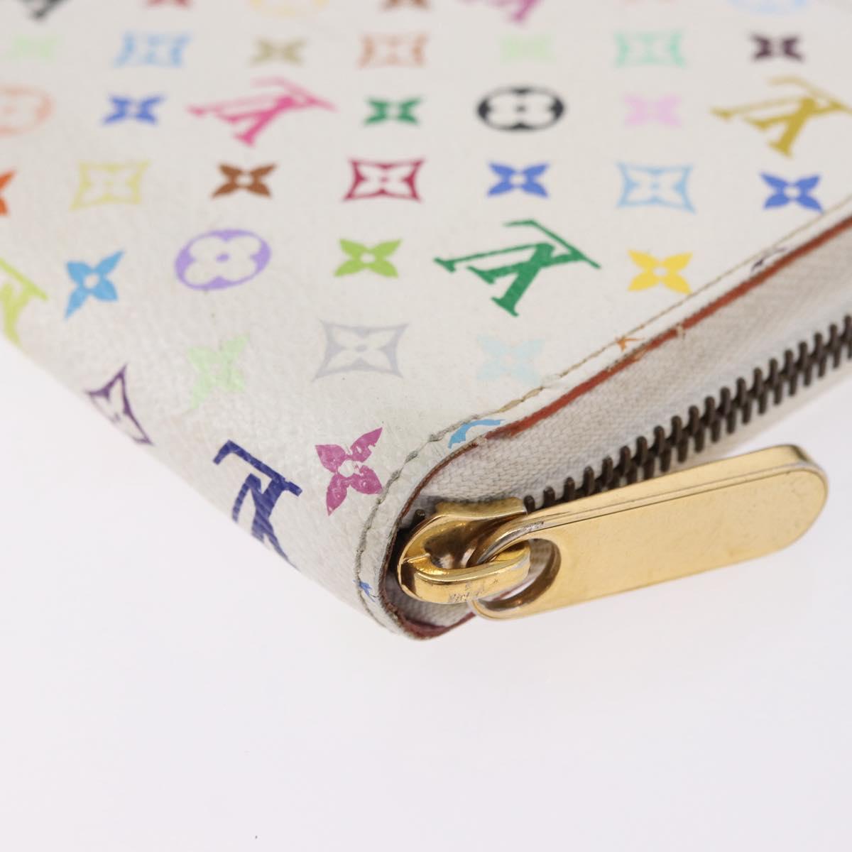 LOUIS VUITTON Monogram Multicolor Zippy Wallet White M60241 LV Auth 192944