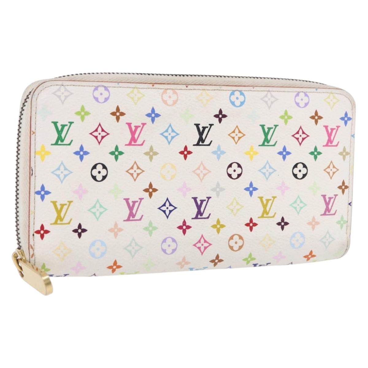 LOUIS VUITTON Monogram Multicolor Zippy Wallet White M60241 LV Auth 192944