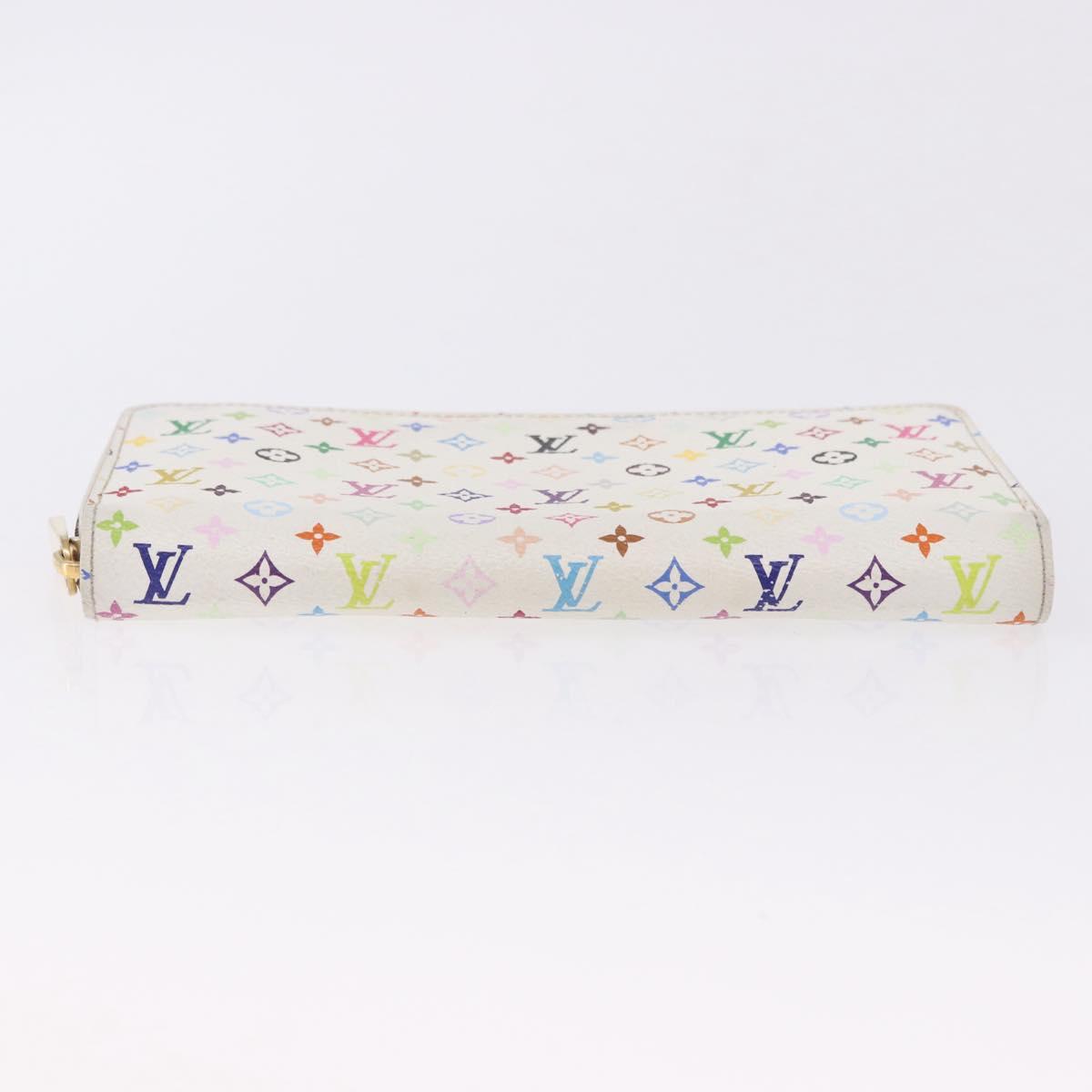 LOUIS VUITTON Monogram Multicolor Zippy Wallet White M60241 LV Auth 192944