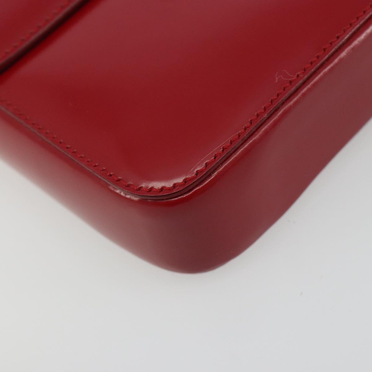 PRADA Hand Bag Leather Red Gold Auth 192949V