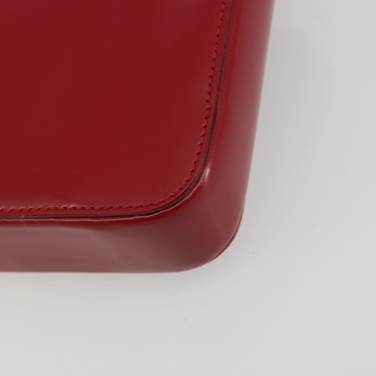 PRADA Hand Bag Leather Red Gold Auth 192949V