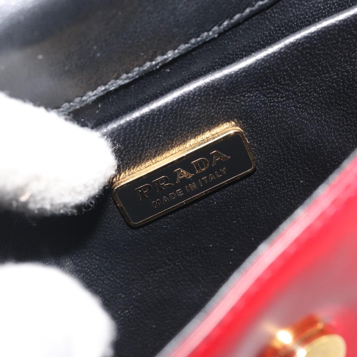 PRADA Hand Bag Leather Red Gold Auth 192949V