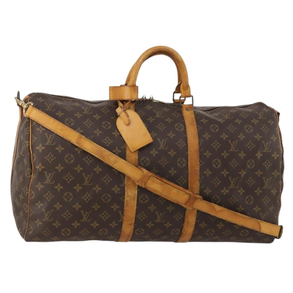 LOUIS VUITTON Monogram Keepall Bandouliere 55 Boston Bag M41414 LV Auth 192976