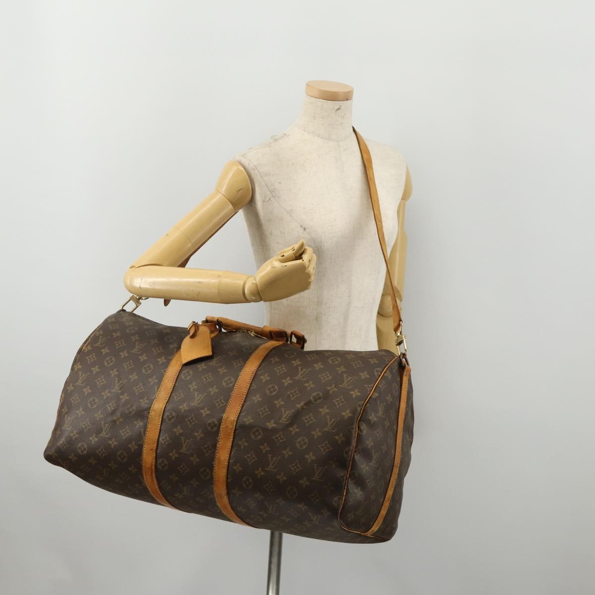 LOUIS VUITTON Monogram Keepall Bandouliere 55 Boston Bag M41414 LV Auth 192976