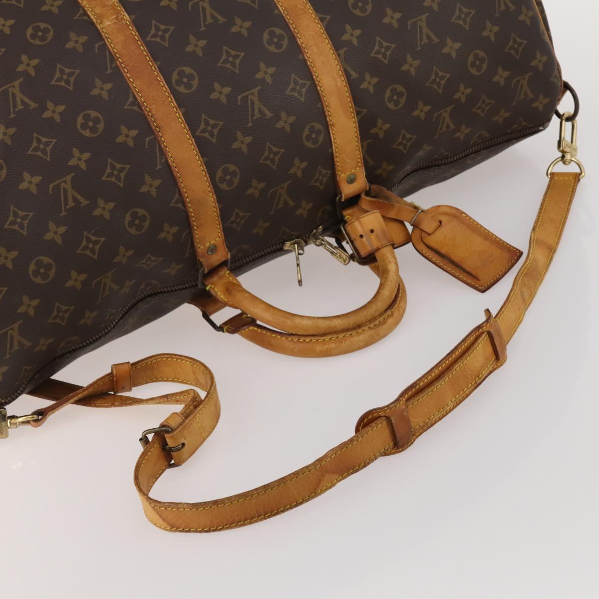 LOUIS VUITTON Monogram Keepall Bandouliere 55 Boston Bag M41414 LV Auth 192976