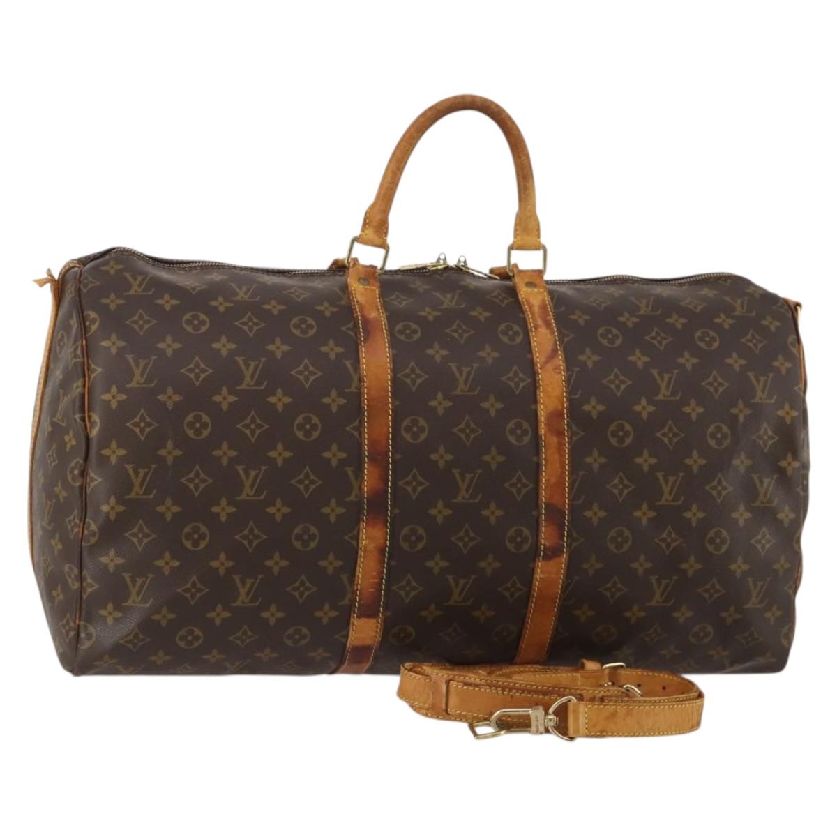 LOUIS VUITTON Monogram Keepall Bandouliere 55 Boston Bag M41414 LV Auth 192981