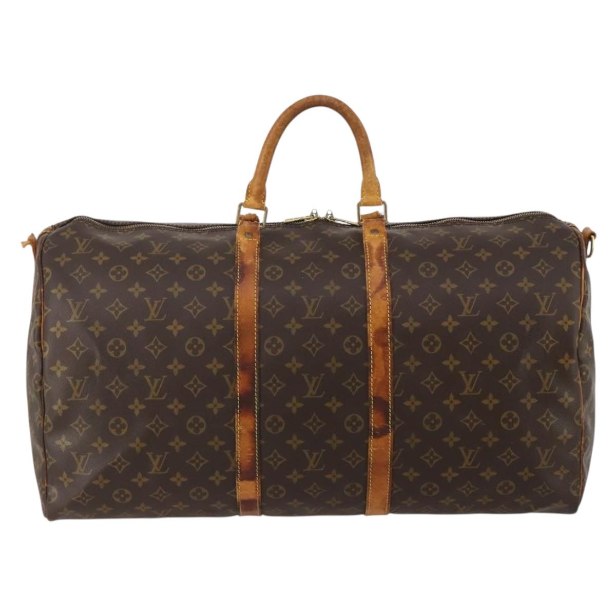 LOUIS VUITTON Monogram Keepall Bandouliere 55 Boston Bag M41414 LV Auth 192981