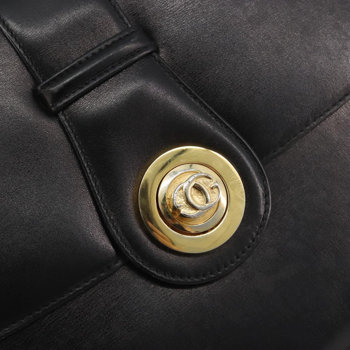 GUCCI Hand Bag Leather Black Gold 319795 Auth 192984A