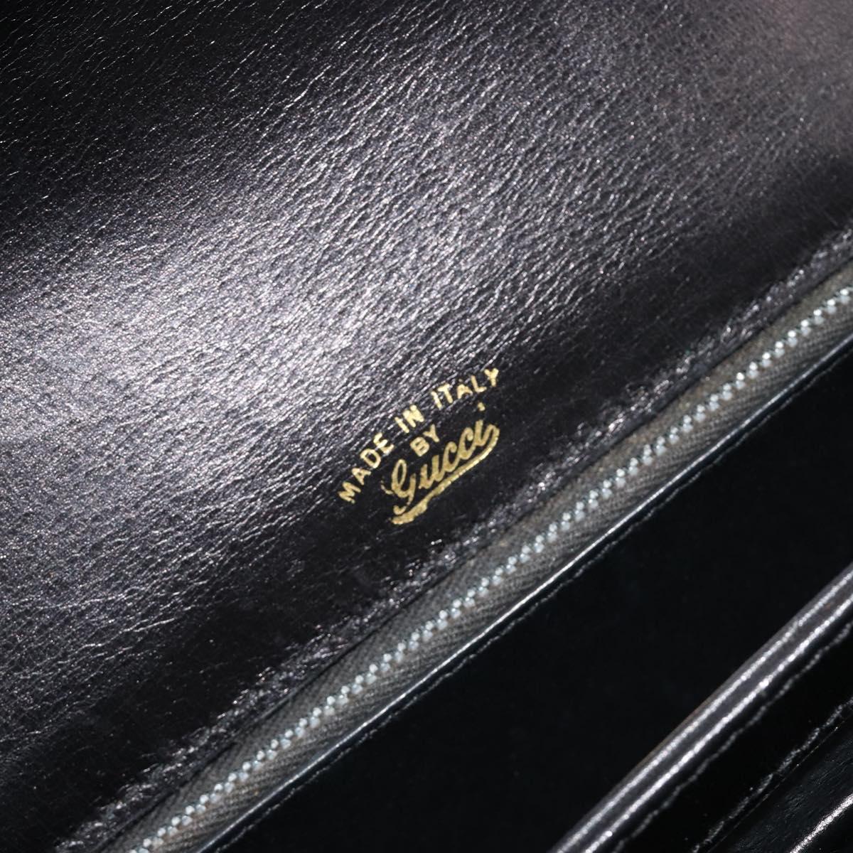 GUCCI Hand Bag Leather Black Gold 319795 Auth 192984A