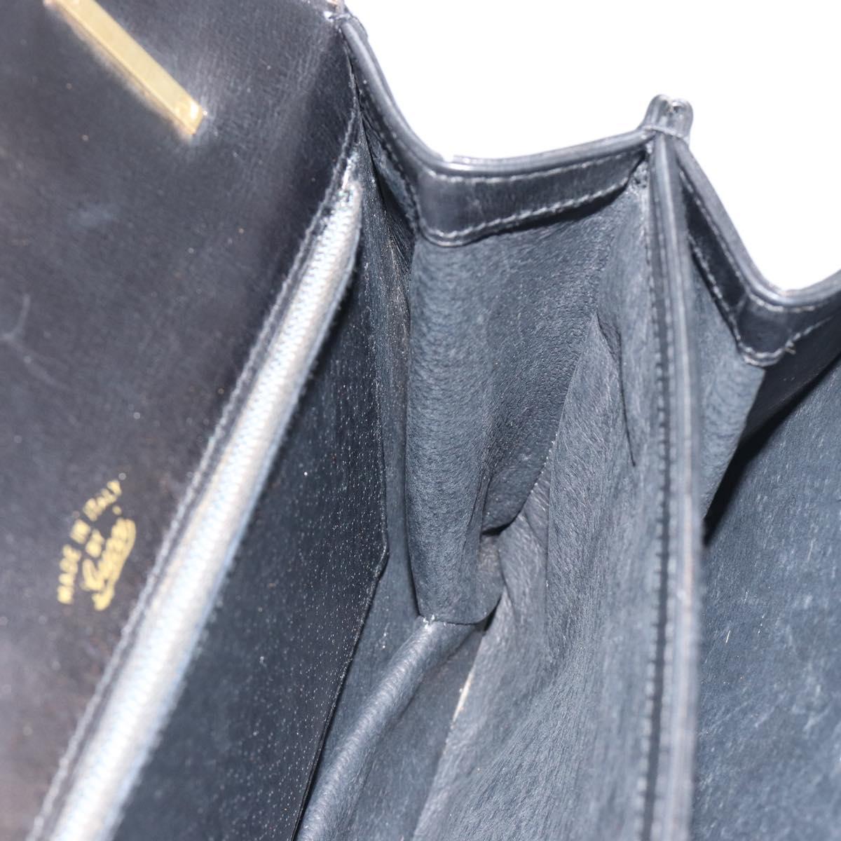 GUCCI Hand Bag Leather Black Gold 319795 Auth 192984A