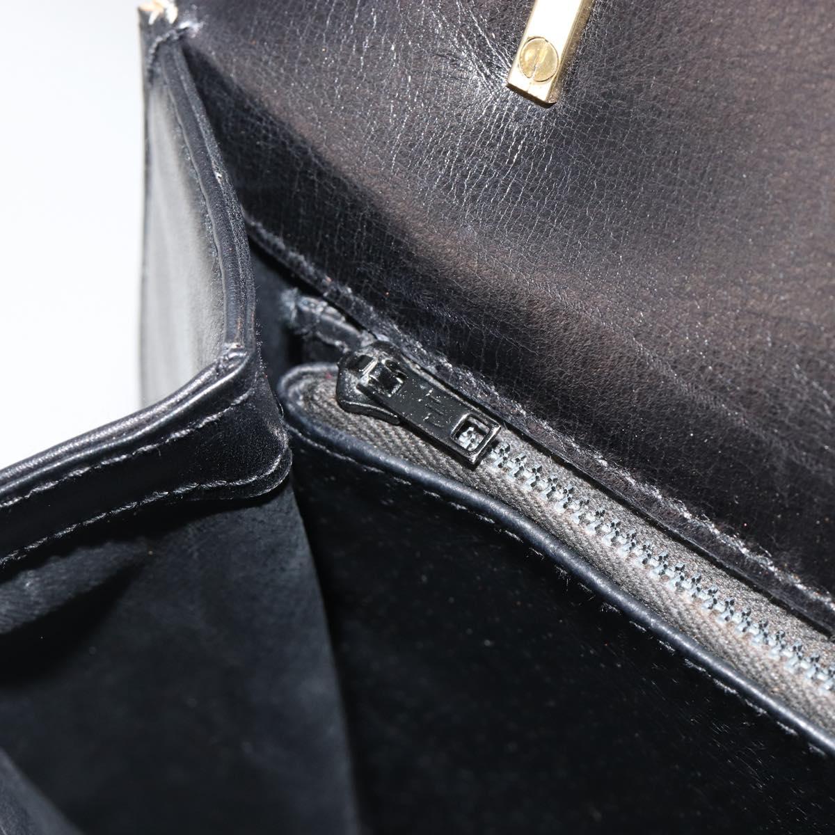 GUCCI Hand Bag Leather Black Gold 319795 Auth 192984A