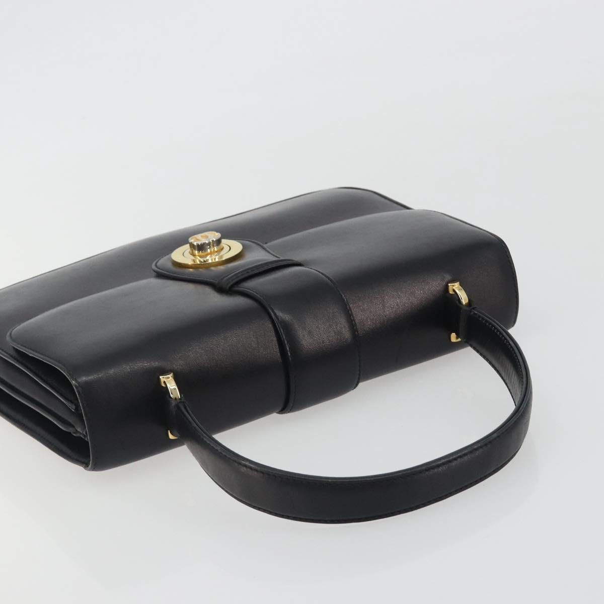 GUCCI Hand Bag Leather Black Gold 319795 Auth 192984A