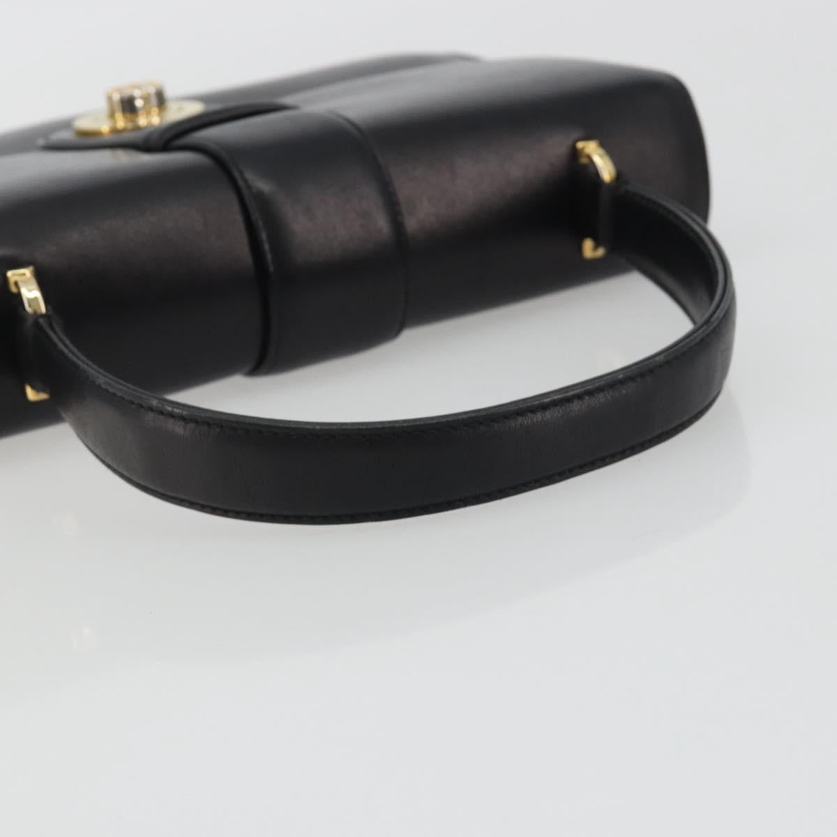 GUCCI Hand Bag Leather Black Gold 319795 Auth 192984A