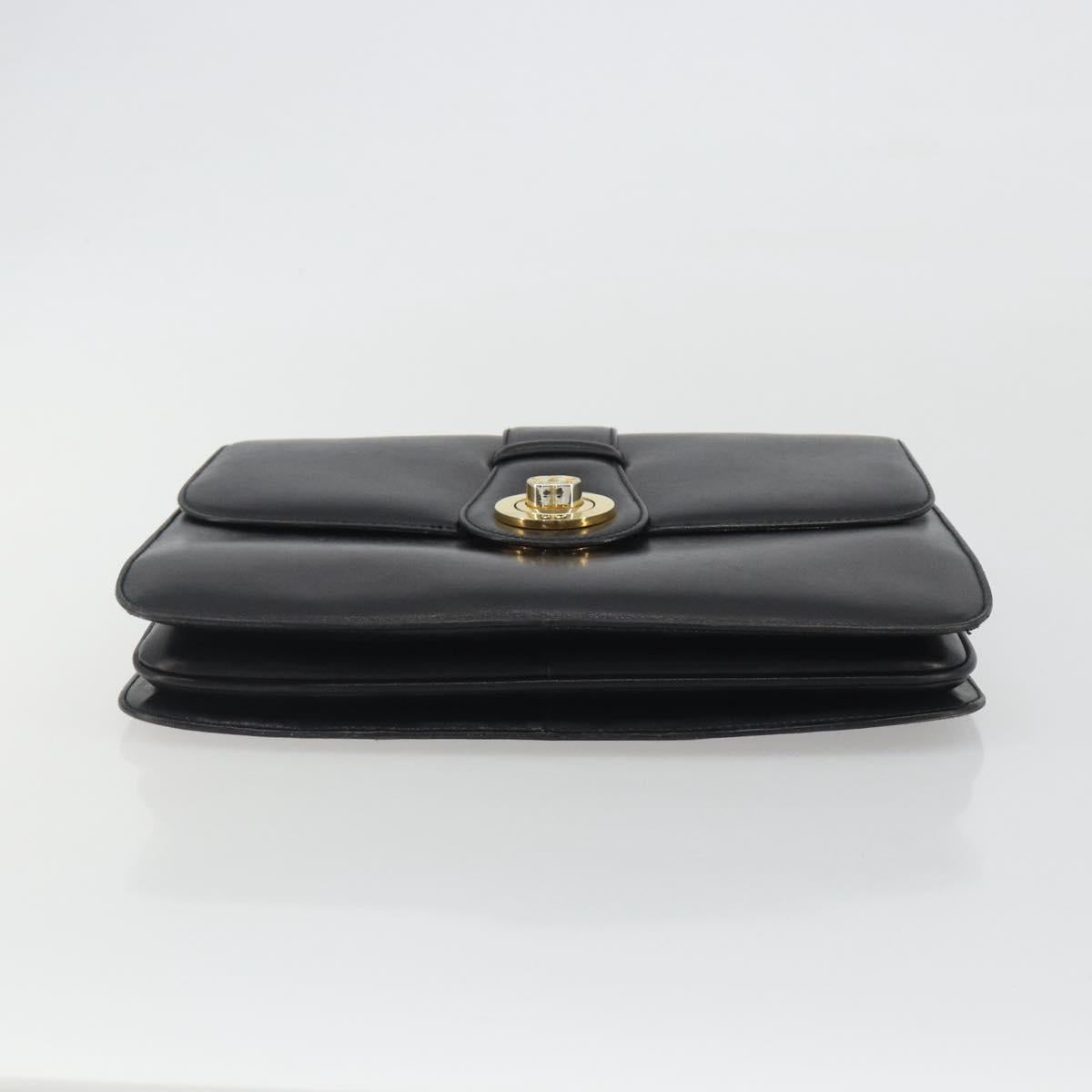 GUCCI Hand Bag Leather Black Gold 319795 Auth 192984A