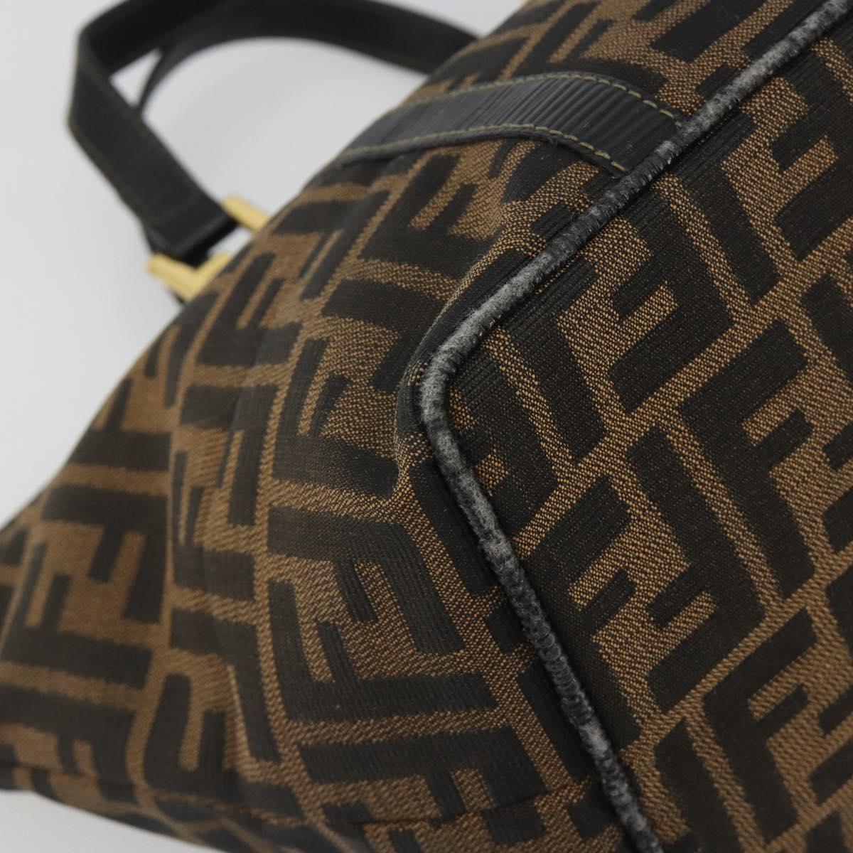 FENDI Zucca Canvas Hand Bag Black Brown Auth 192986