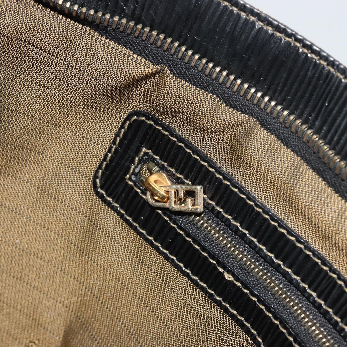 FENDI Zucca Canvas Hand Bag Black Brown Auth 192986