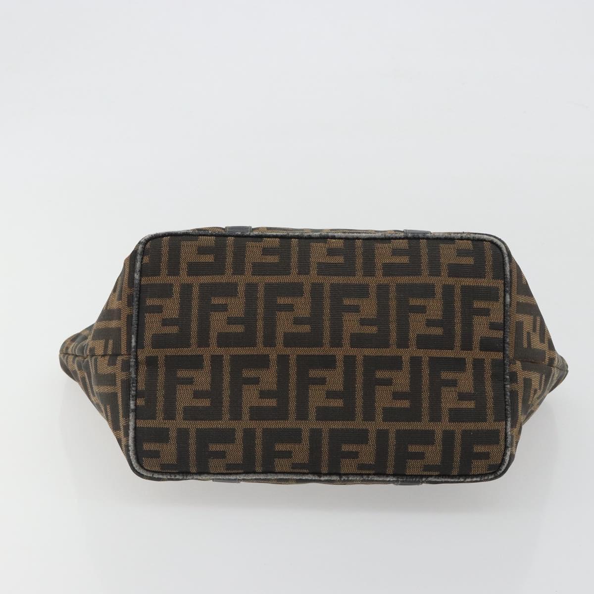 FENDI Zucca Canvas Hand Bag Black Brown Auth 192986