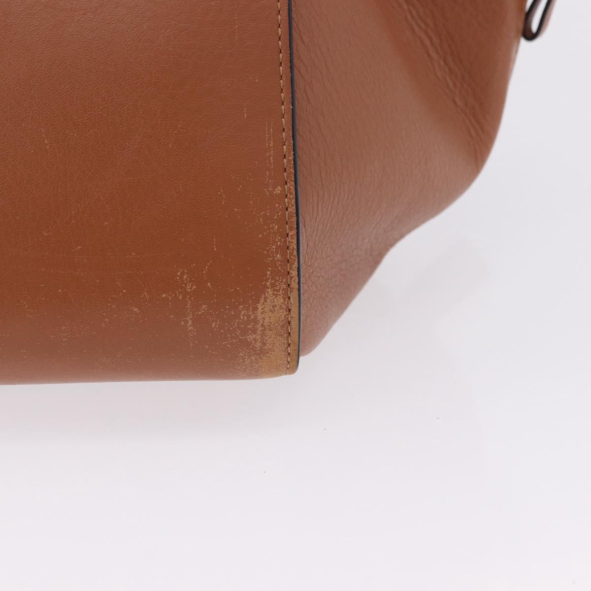 LOEWE Hammock Small Hand Bag Leather 2way Brown Silver Auth 192988A