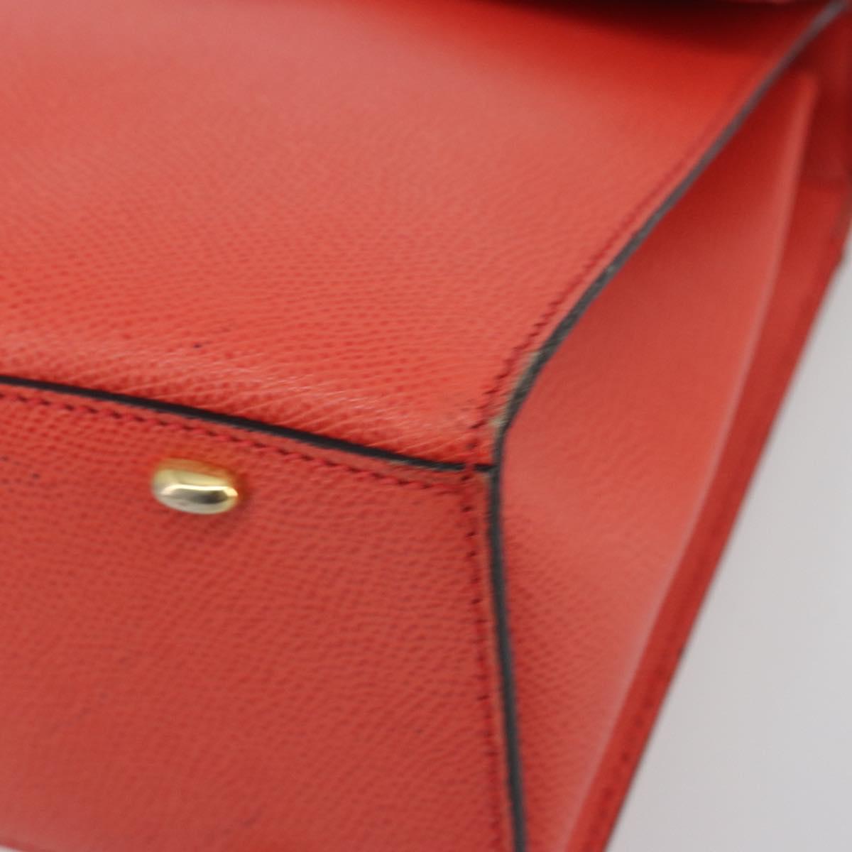 CELINE Hand Bag Leather 2way Red Gold Auth 192995