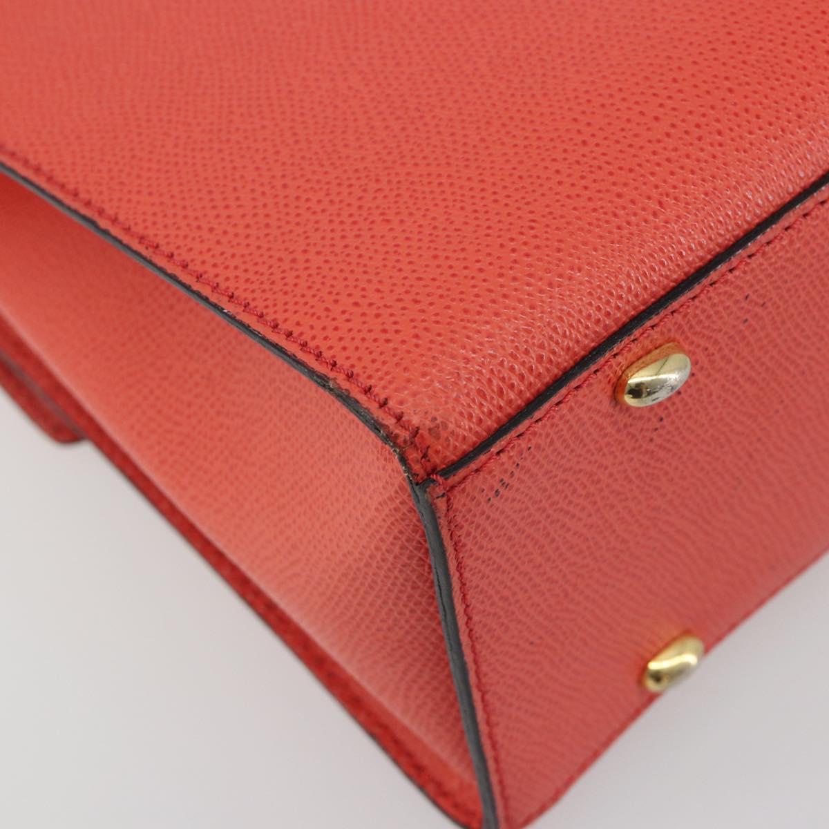 CELINE Hand Bag Leather 2way Red Gold Auth 192995