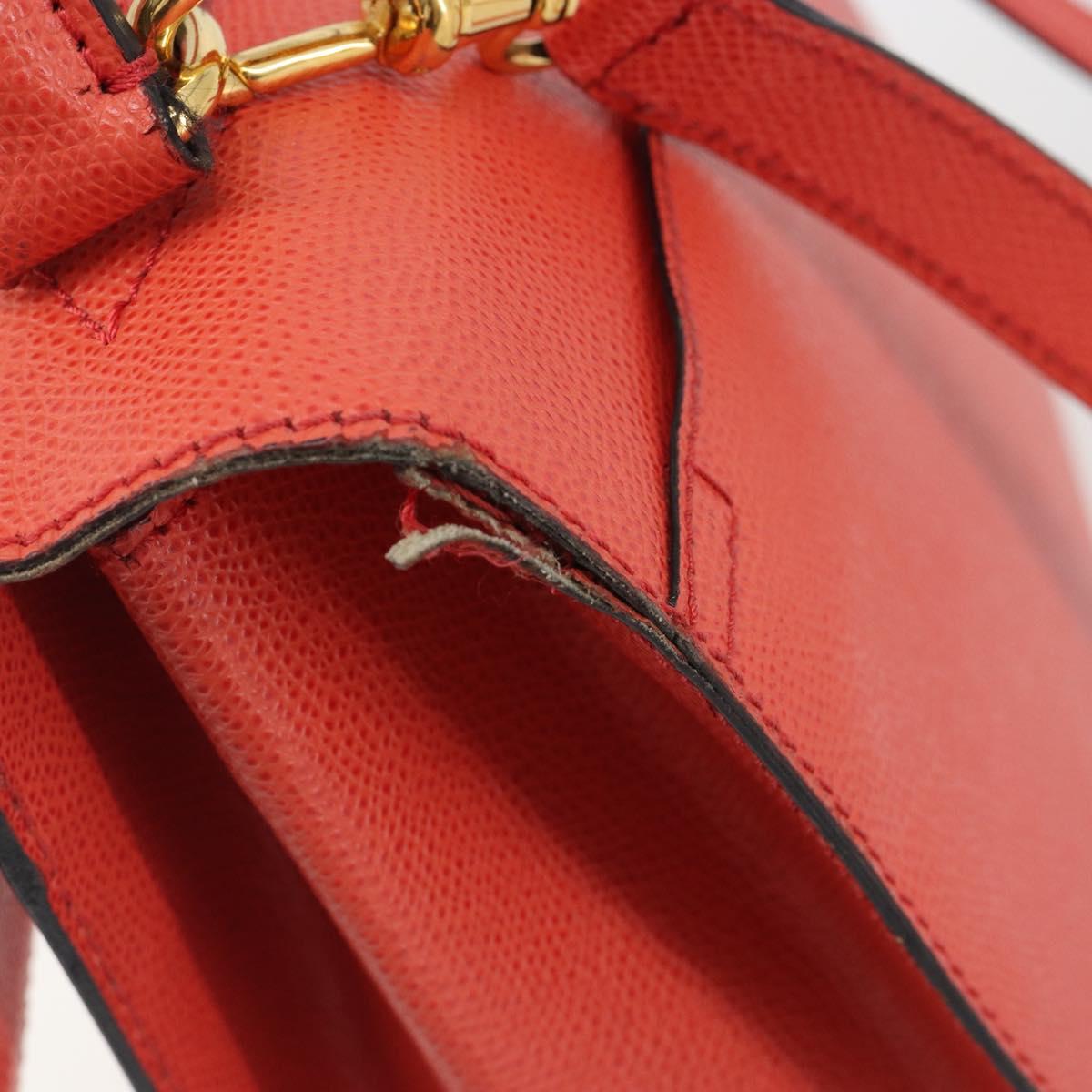 CELINE Hand Bag Leather 2way Red Gold Auth 192995