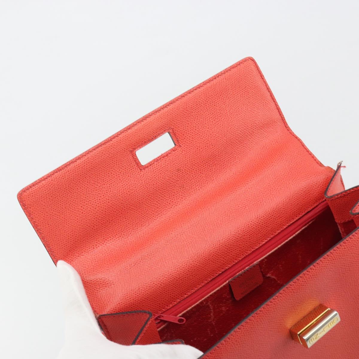 CELINE Hand Bag Leather 2way Red Gold Auth 192995